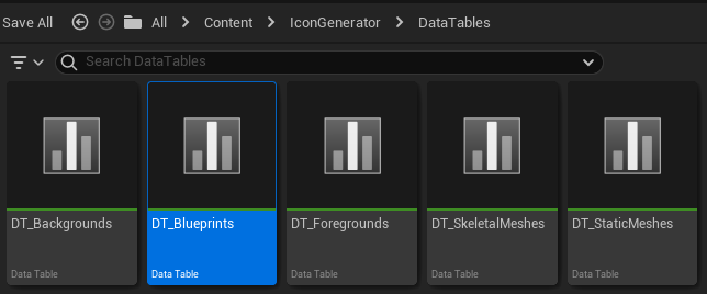 Data tables objects - Icon Generator
